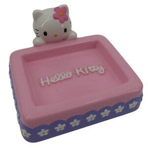 Sanrio Hello Kitty 2000 Y2K Ceramic Soap Dish Pink Purple Daisy Flower Bathroom